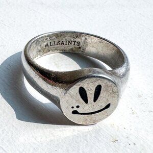 AllSaints Emotive Sterling Silver Signet Men's Ring - Size L